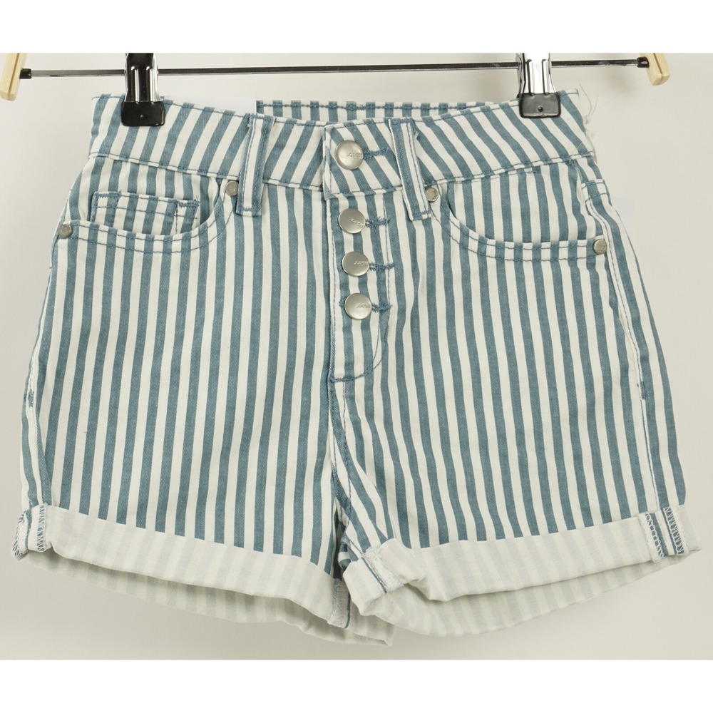 New Joes Jeans The Claire High Rise Short Girls Sz 10 Skyline White Teal Stripe
